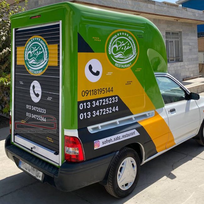 اتاق عقب فایبرگلاس و کانوپی کابین فایبرگلاس پراید درب عقب کرکره ای بغل بسته